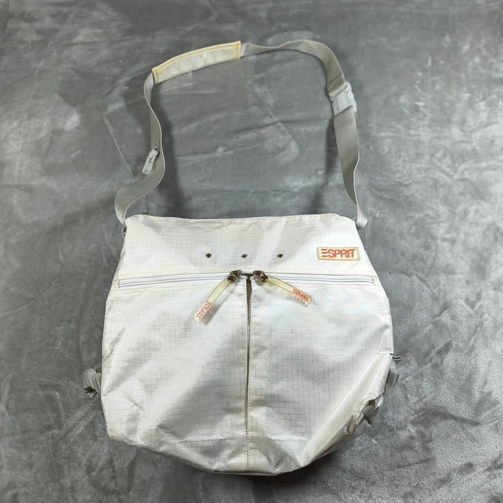 Vintage Espirit Messenger Bag Womens White Crossbody Shoulder Ripstop Purse Y2k